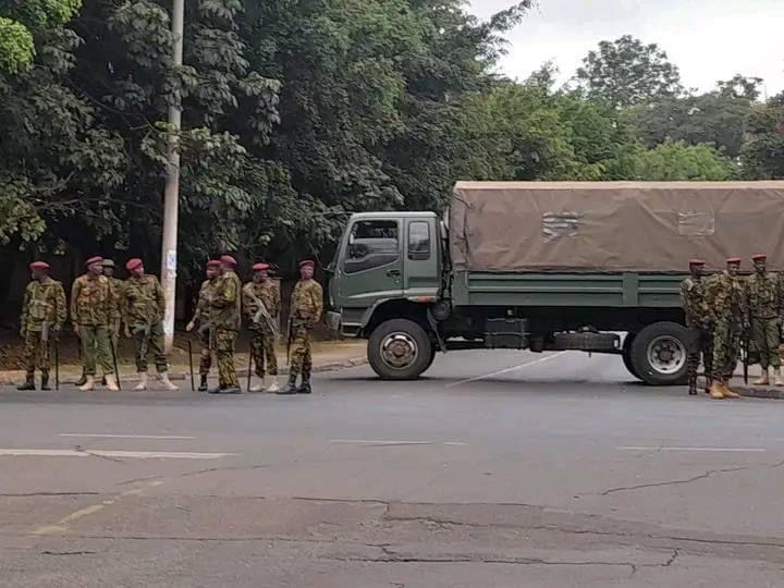 Heavy police presence in Nairobi's CBD.
